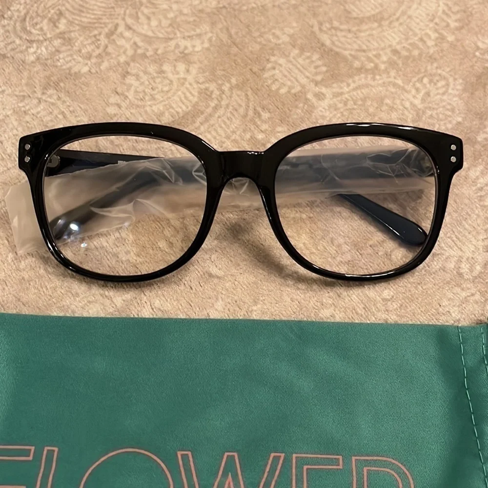 Brand New Flower Eyewear Blue Light Blocking Glasses Hazel Black Rimmed Computer